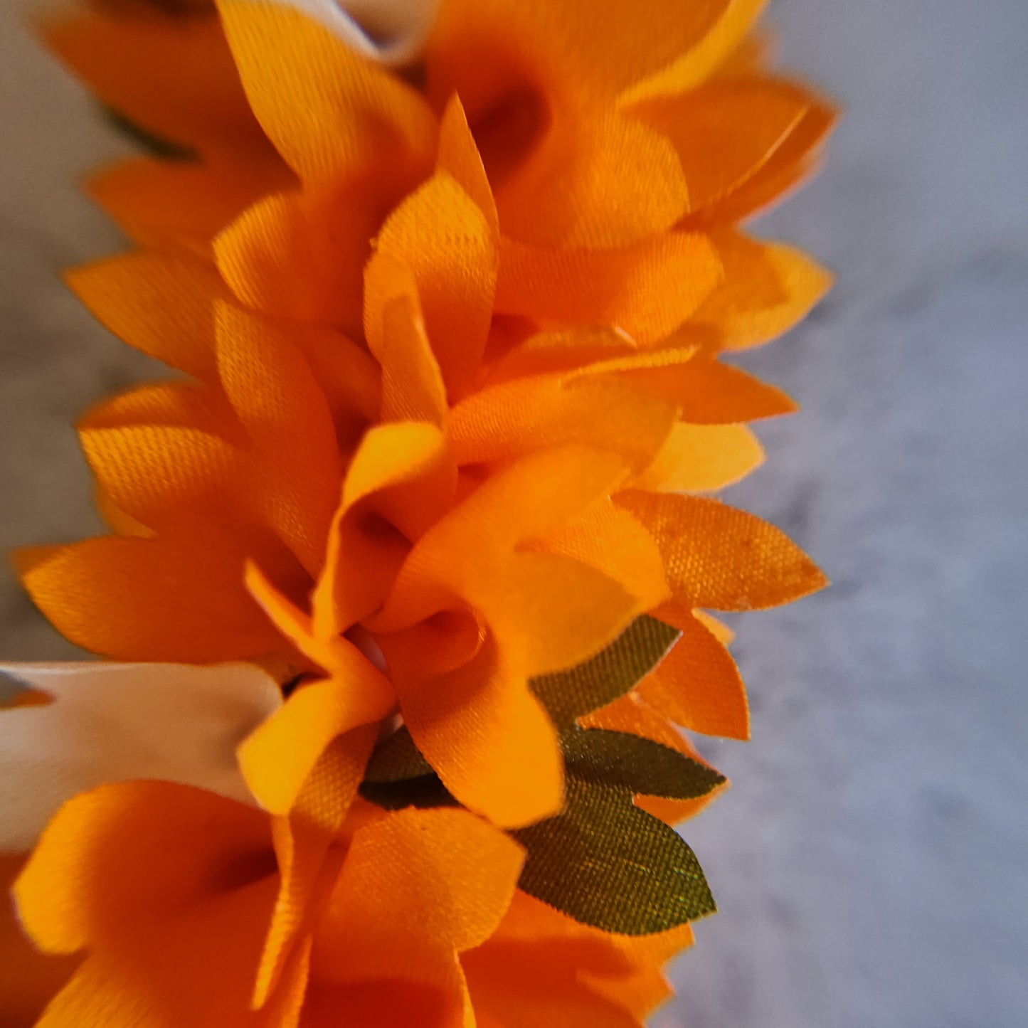 Orange & White color jasmine flower fabric Gajra/string
